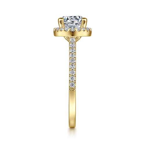 14K Yellow Gold Round Halo Diamond Engagement Ring