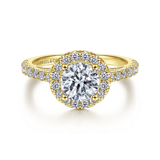 Gabriel - 14K Yellow Gold Round Halo Diamond Engagement Ring