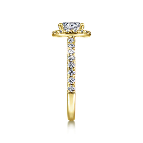 14K Yellow Gold Round Halo Diamond Engagement Ring