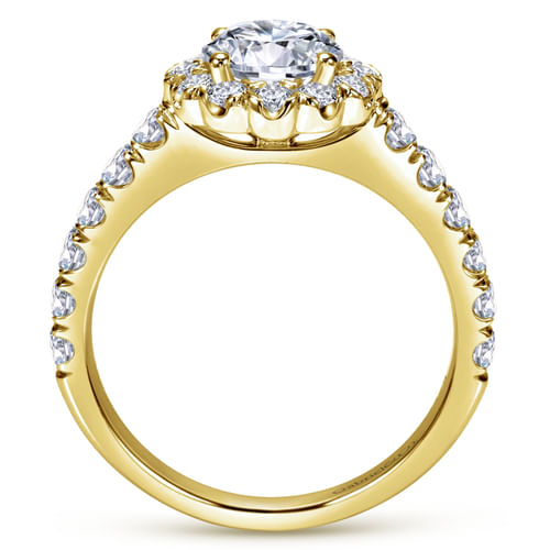 14K Yellow Gold Round Halo Diamond Engagement Ring