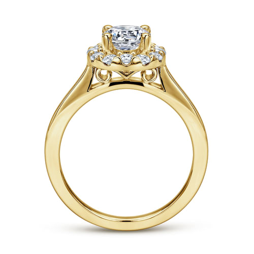 14K Yellow Gold Round Halo Diamond Engagement Ring