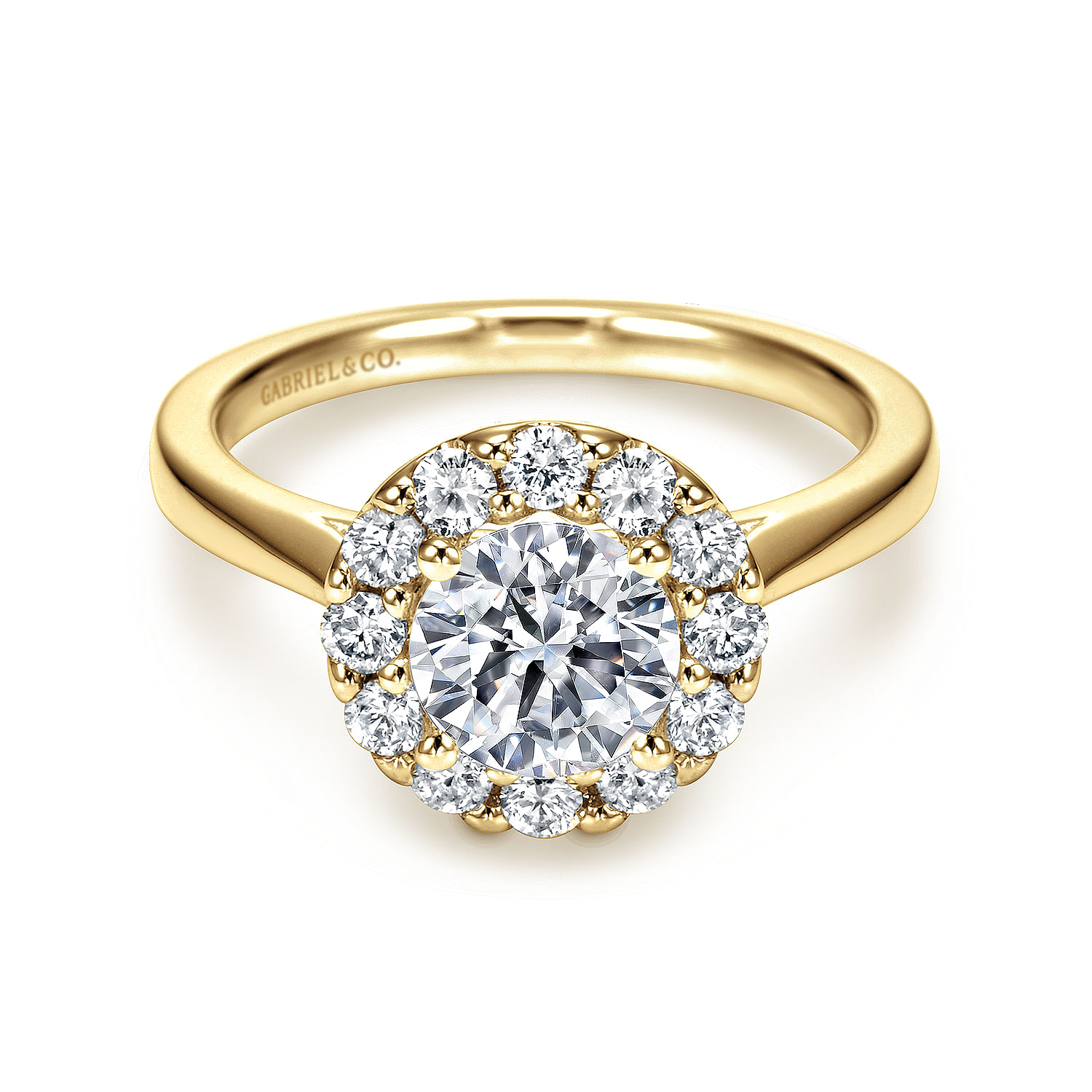 Gabriel - 14K Yellow Gold Round Halo Diamond Engagement Ring