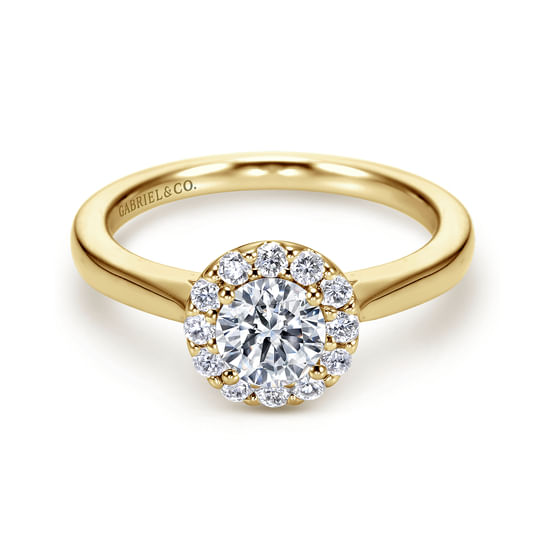 Gabriel - 14K Yellow Gold Round Halo Diamond Engagement Ring