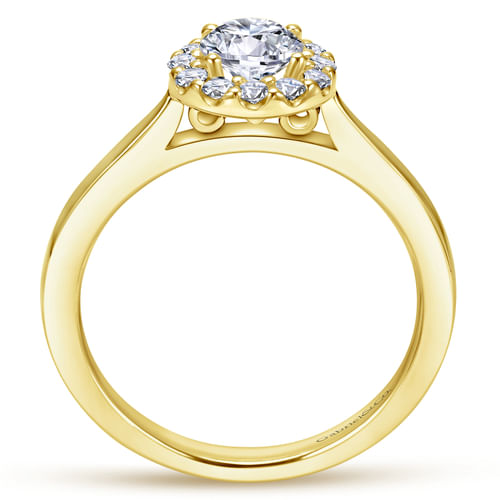 14K Yellow Gold Round Halo Diamond Engagement Ring