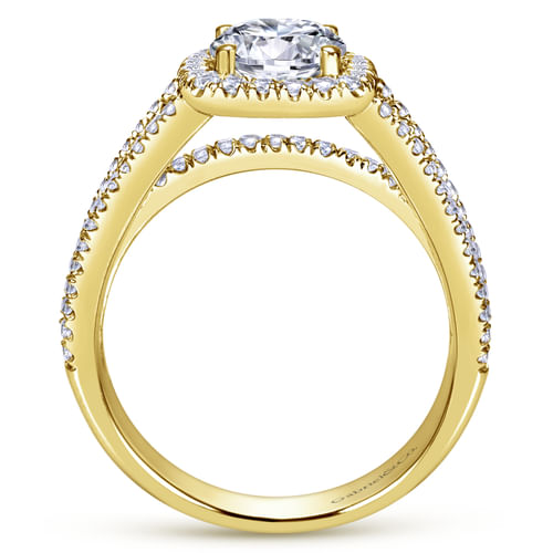 14K Yellow Gold Round Halo Diamond Engagement Ring