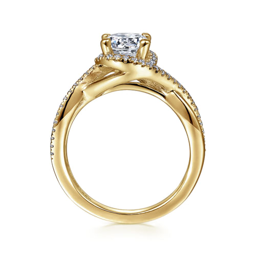 14K Yellow Gold Round Halo Diamond Engagement Ring