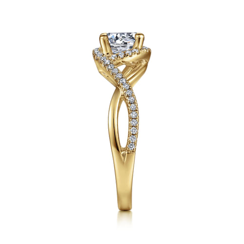 14K Yellow Gold Round Halo Diamond Engagement Ring
