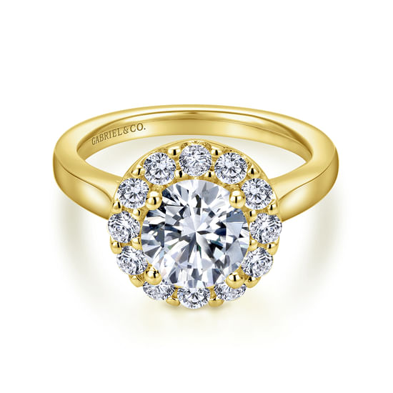 Gabriel - 14K Yellow Gold Round Halo Diamond Engagement Ring