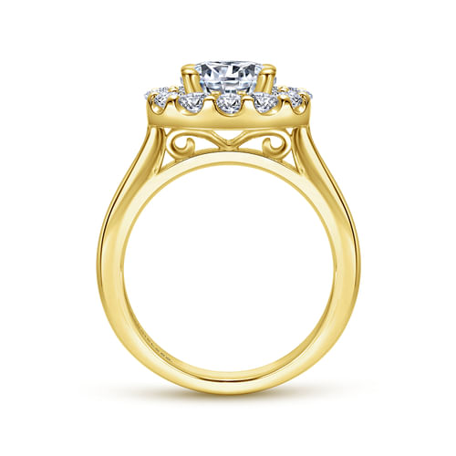 14K Yellow Gold Round Halo Diamond Engagement Ring