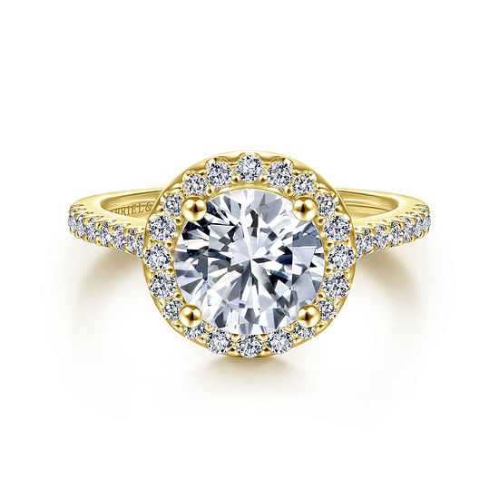 Gabriel - 14K Yellow Gold Round Halo Diamond Engagement Ring