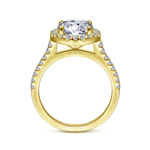 14K Yellow Gold Round Halo Diamond Engagement Ring