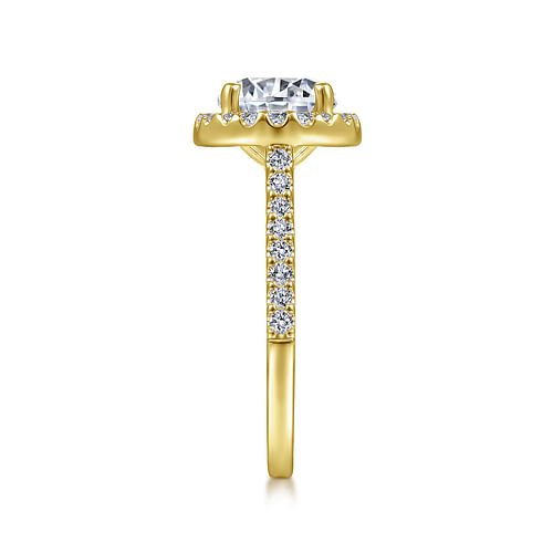 14K Yellow Gold Round Halo Diamond Engagement Ring