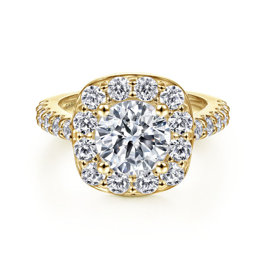 Gabriel - 14K Yellow Gold Round Halo Diamond Engagement Ring