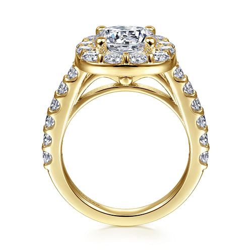 14K Yellow Gold Round Halo Diamond Engagement Ring