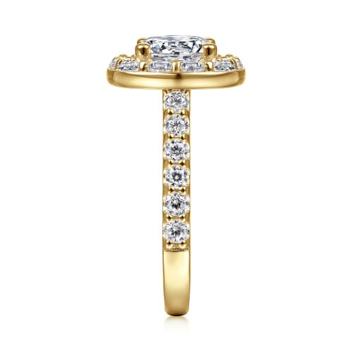 14K Yellow Gold Round Halo Diamond Engagement Ring
