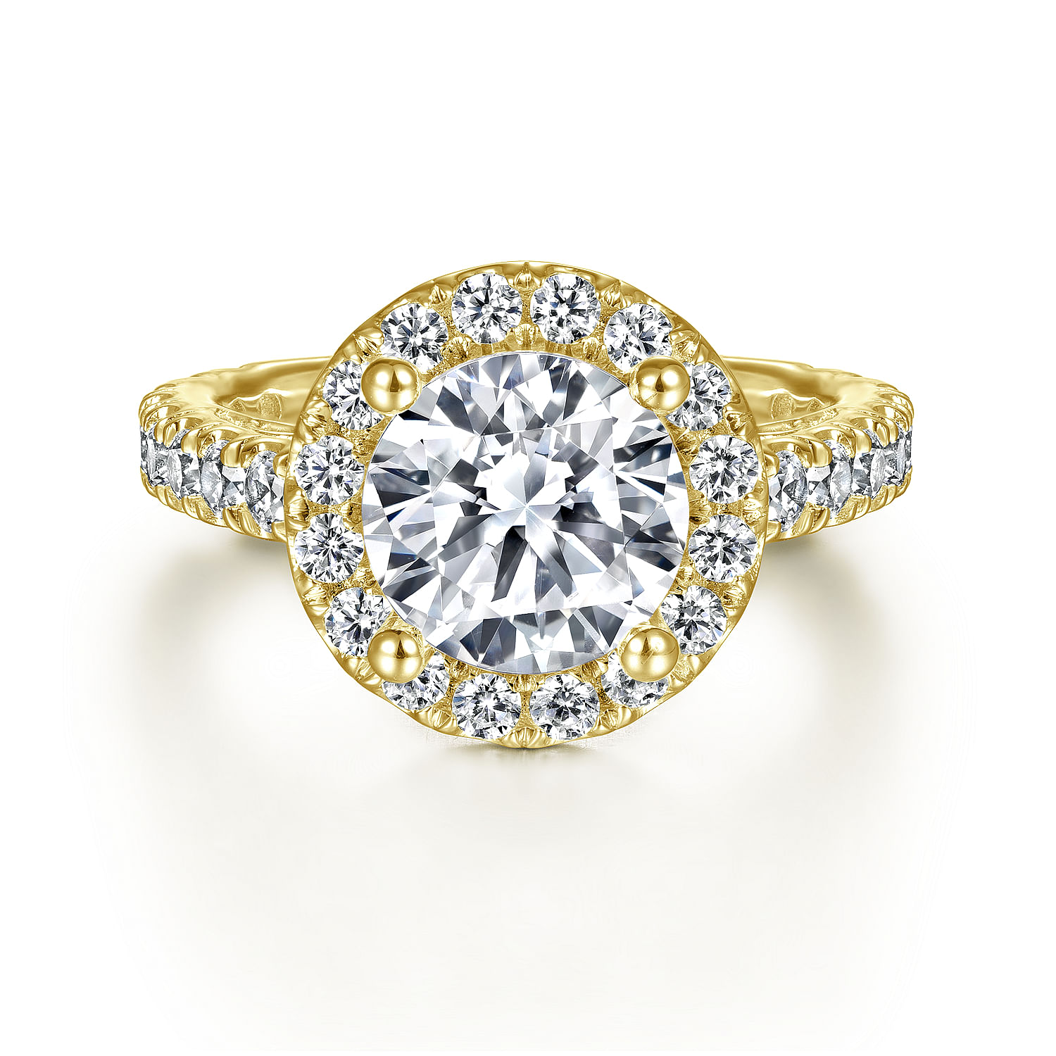 Gabriel - 14K Yellow Gold Round Halo Diamond Engagement Ring