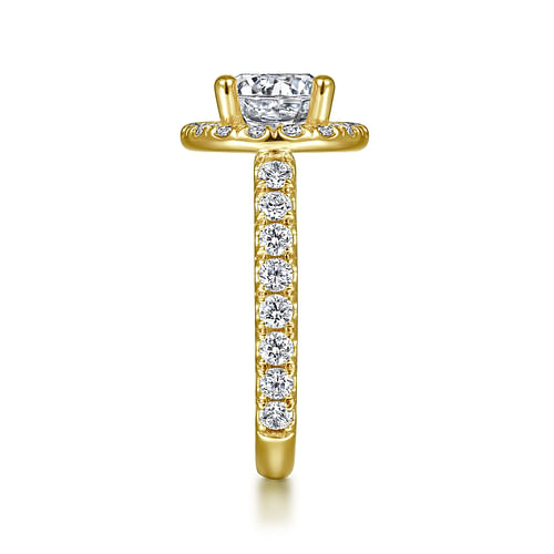 14K Yellow Gold Round Halo Diamond Engagement Ring