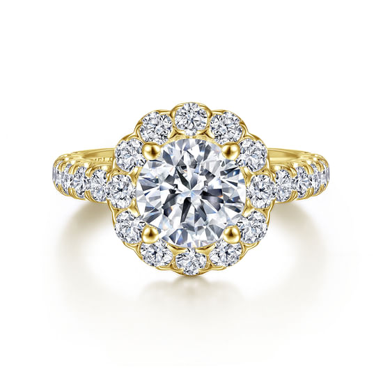 Gabriel - 14K Yellow Gold Round Halo Diamond Engagement Ring