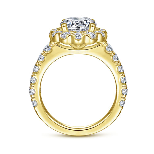 14K Yellow Gold Round Halo Diamond Engagement Ring