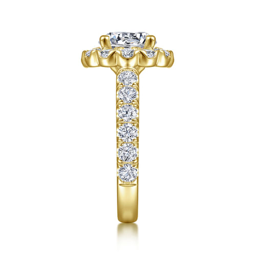 14K Yellow Gold Round Halo Diamond Engagement Ring