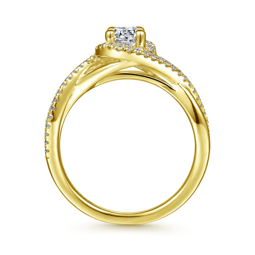 14K Yellow Gold Round Halo Diamond Engagement Ring