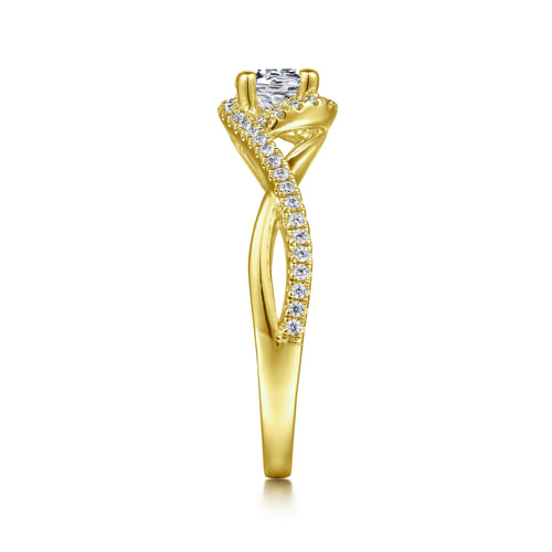 14K Yellow Gold Round Halo Diamond Engagement Ring