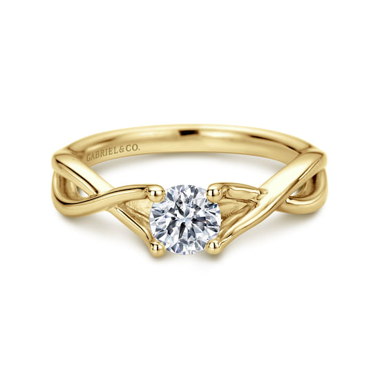 Gabriel - 14K Yellow Gold Round Halo Diamond Engagement Ring