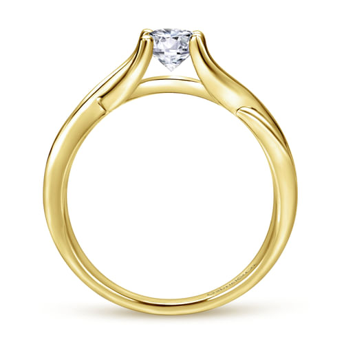 14K Yellow Gold Round Halo Diamond Engagement Ring