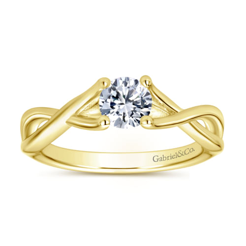14K Yellow Gold Round Halo Diamond Engagement Ring