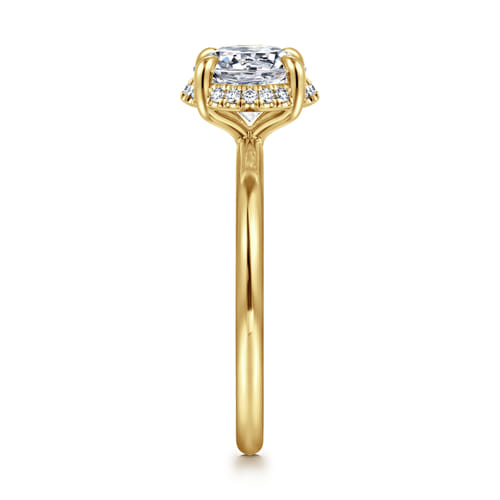 14K Yellow Gold Round Hidden Halo Diamond Engagement Ring