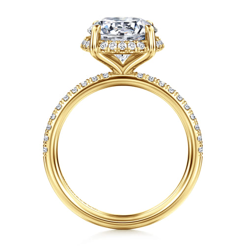 14K Yellow Gold Round Hidden Halo Diamond Engagement Ring