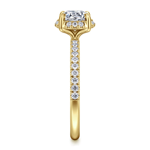 14K Yellow Gold Round Hidden Halo Diamond Engagement Ring