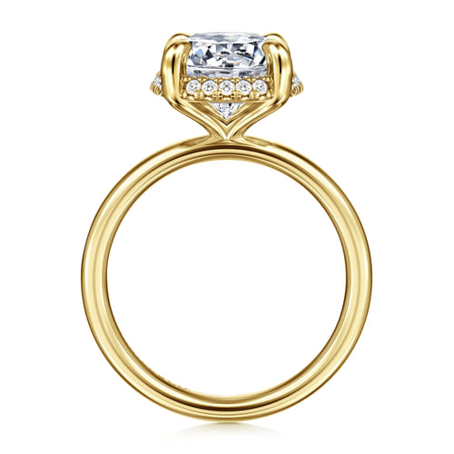 14K Yellow Gold Round Hidden Halo Diamond Engagement Ring