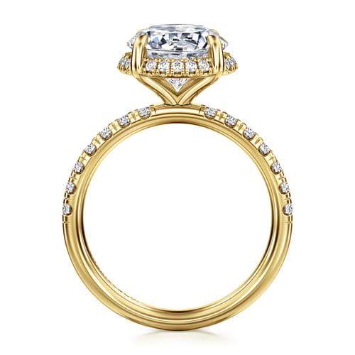 14K Yellow Gold Round Hidden Halo Diamond Engagement Ring