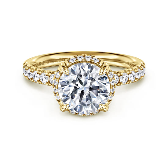 Gabriel - 14K Yellow Gold Round Hidden Halo Diamond Engagement Ring
