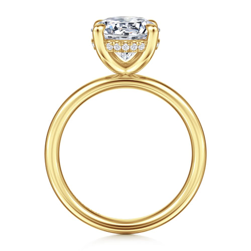 14K Yellow Gold Round Hidden Halo Diamond Engagement Ring