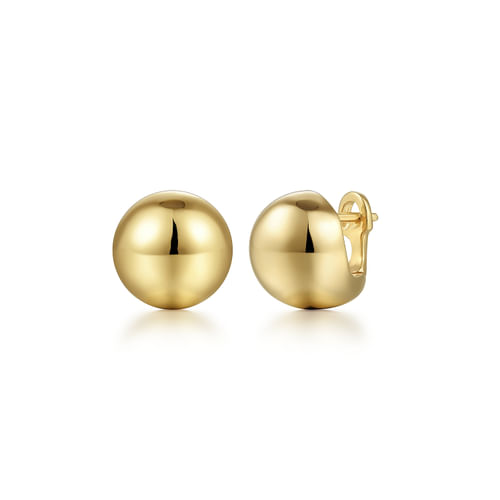 14K Yellow Gold Round Huggie Earrings