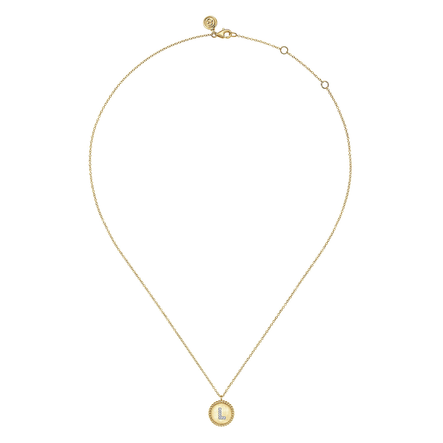 14K Yellow Gold Round L Initial Pendant Necklace with Diamonds