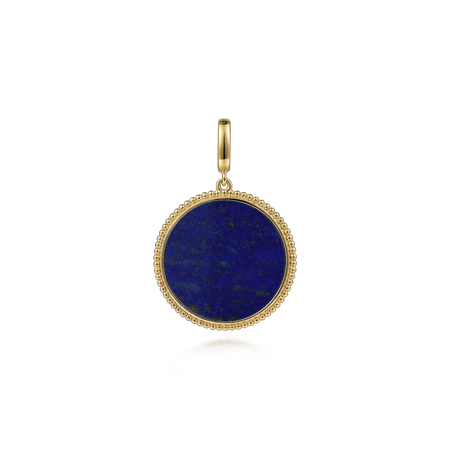Gabriel - 14K Yellow Gold Round Lapis Inlay Medallion Pendant in size 24mm