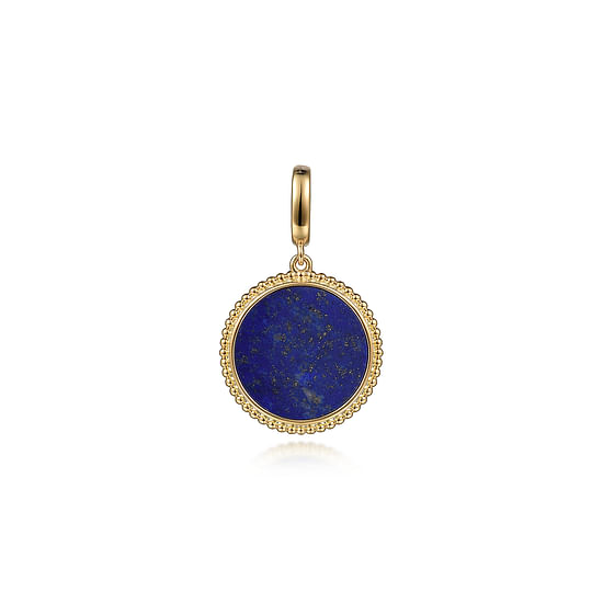 Gabriel - 14K Yellow Gold Round Lapis Inlay Pendant