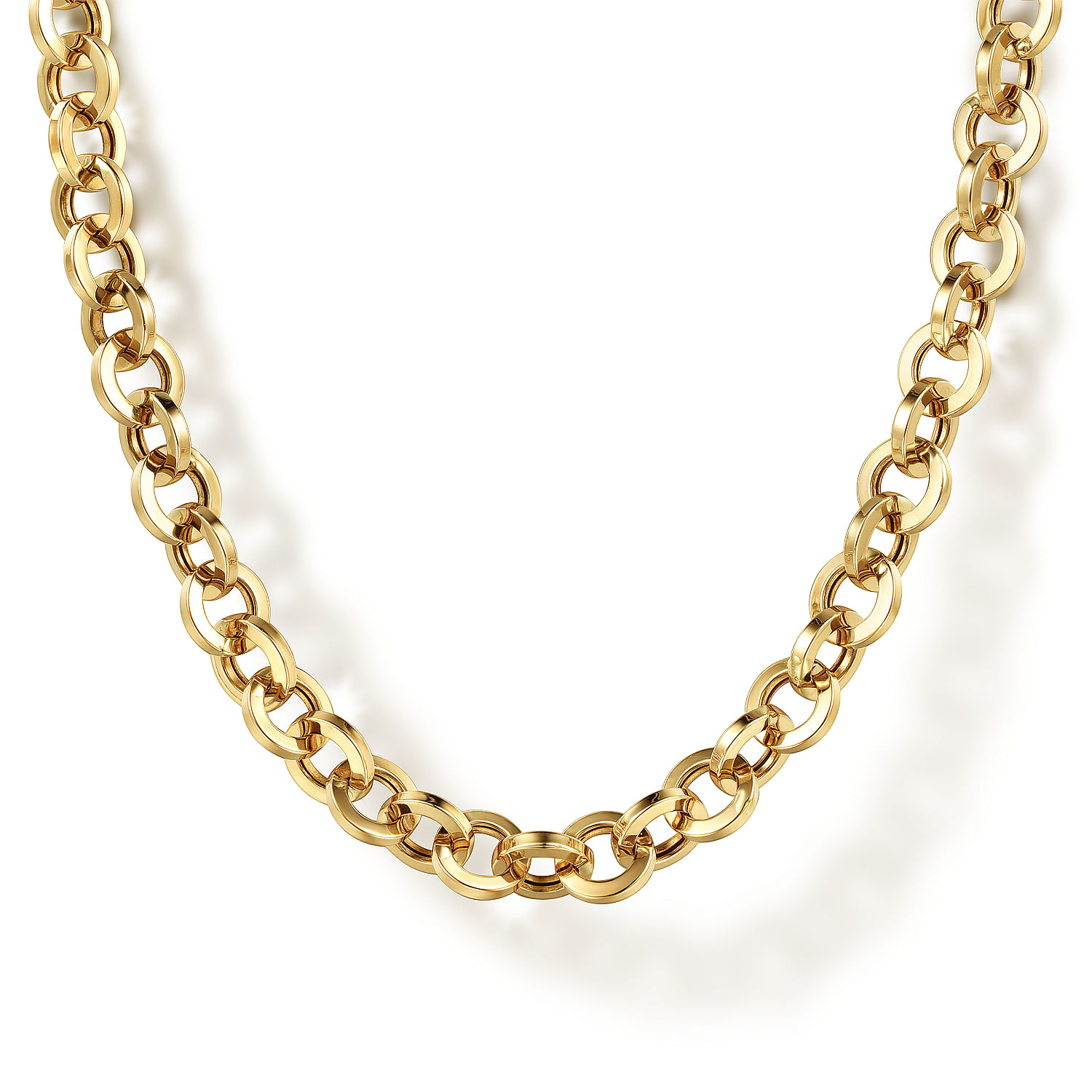 14K Yellow Gold Round Link Chain Necklace