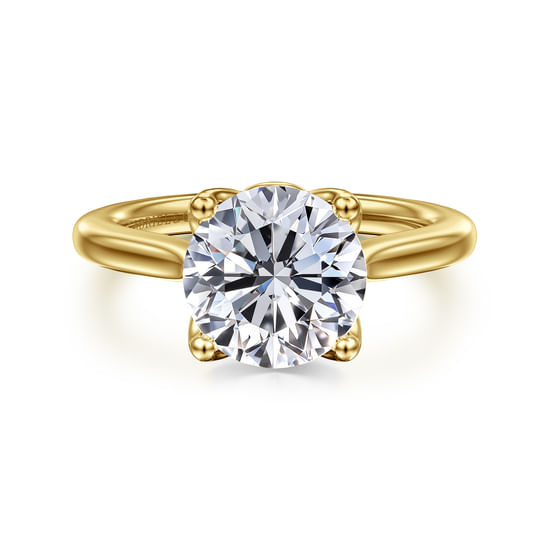 Gabriel - 14K Yellow Gold Round Lotus Diamond Engagement Ring