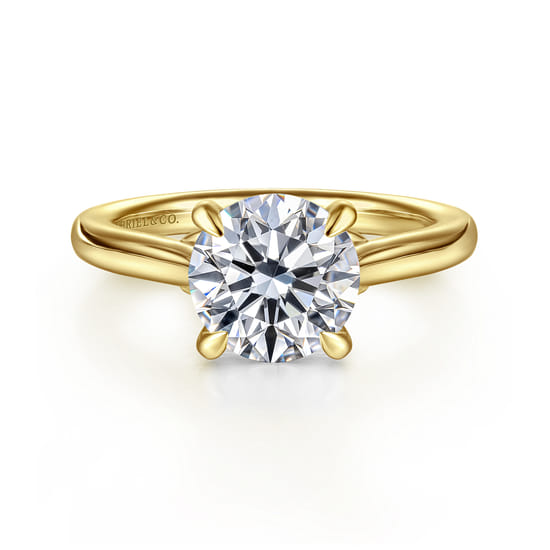 Gabriel - 14K Yellow Gold Round Lotus Diamond Engagement Ring