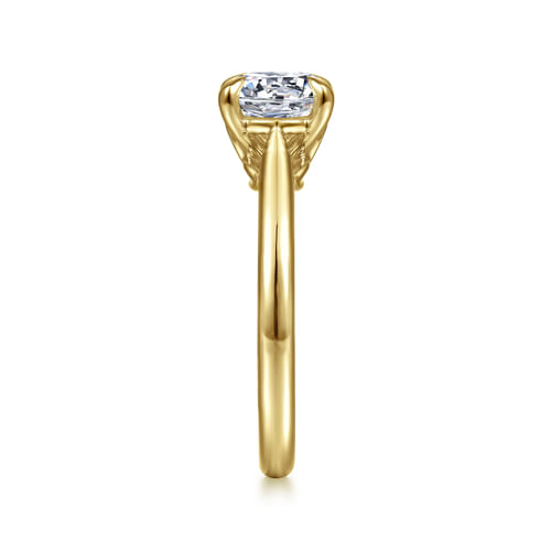 14K Yellow Gold Round Lotus Diamond Engagement Ring