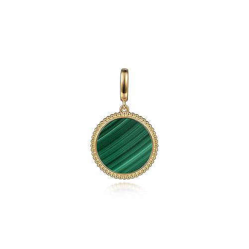 14K Yellow Gold Round Malachite Inlay Pendant