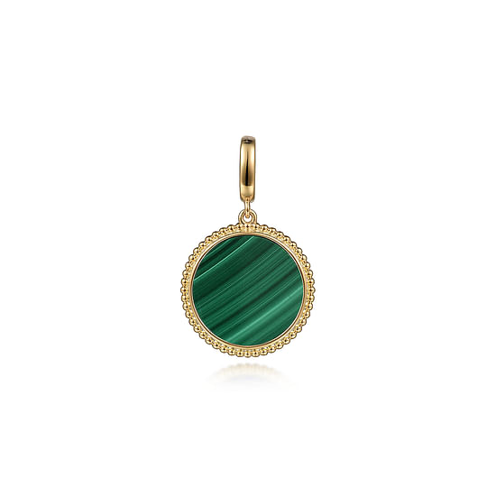 Gabriel - 14K Yellow Gold Round Malachite Inlay Pendant