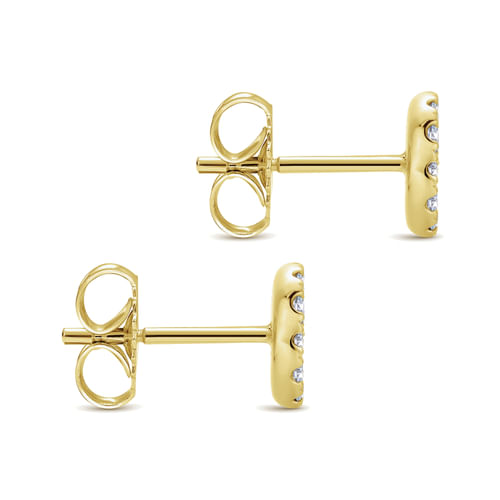 14K Yellow Gold Round Pavé Diamond Stud Earrings