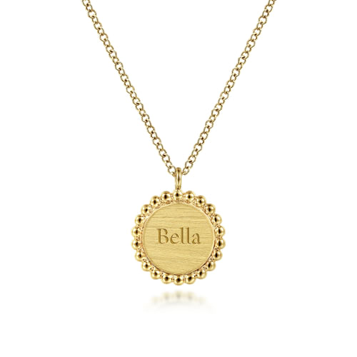 14K Yellow Gold Round Pendant Necklace with Bujukan Bead Frame