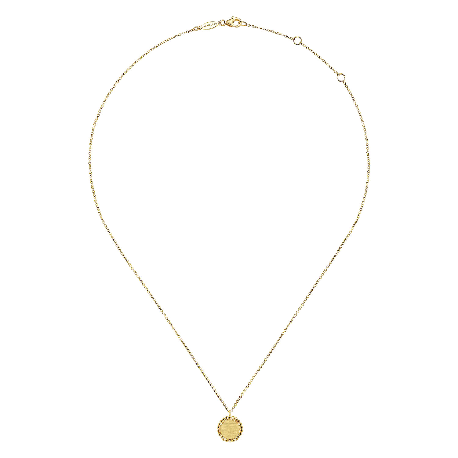 14K Yellow Gold Round Pendant Necklace with Bujukan Bead Frame