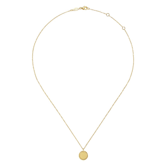 14K Yellow Gold Round Pendant Necklace with Bujukan Bead Frame angle 3